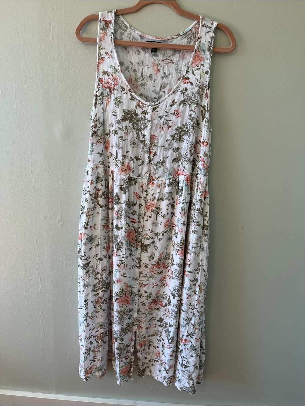 Frye Cream Dress with Pink & Olive Floral Print boho, romantic countryside